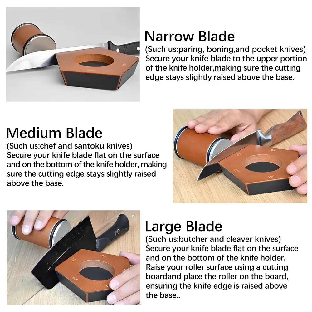 Brown Manual Knife Sharpener with Diamond Discs and Magnetic Angle Base view 6