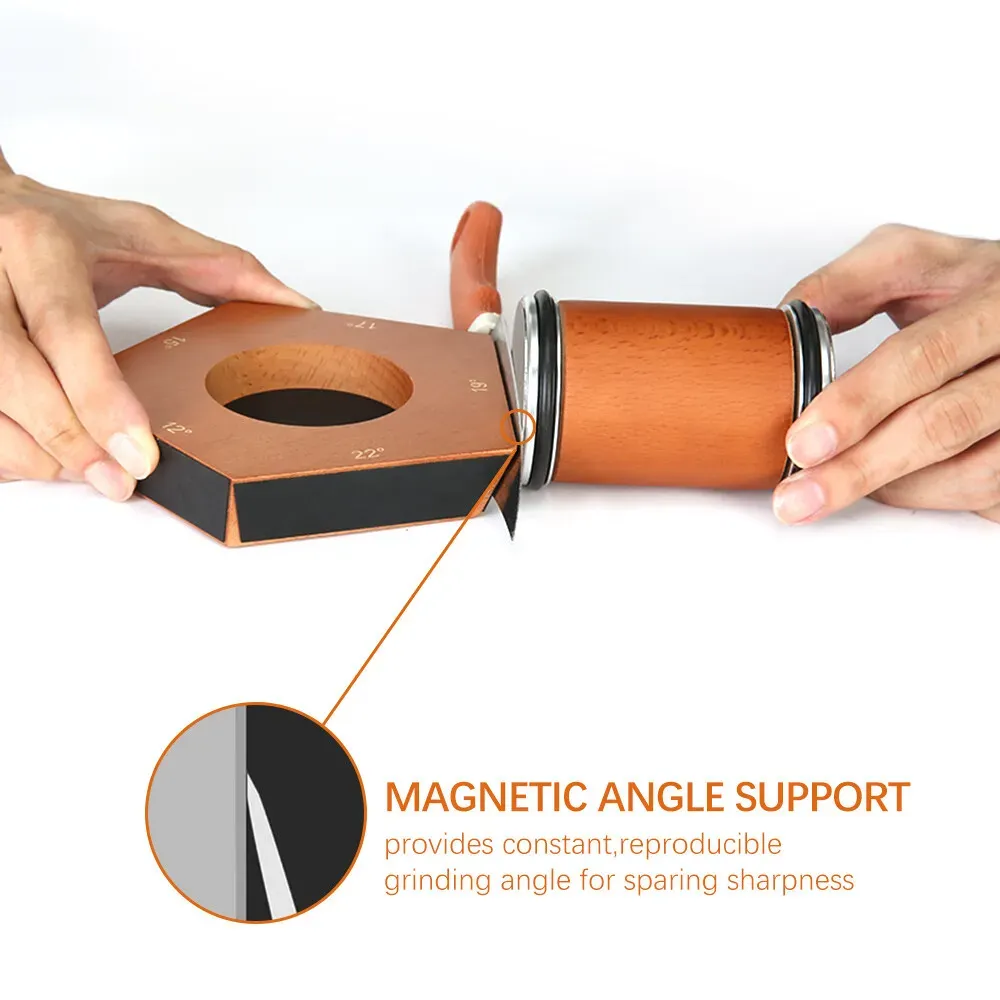 Brown Manual Knife Sharpener with Diamond Discs and Magnetic Angle Base view 10