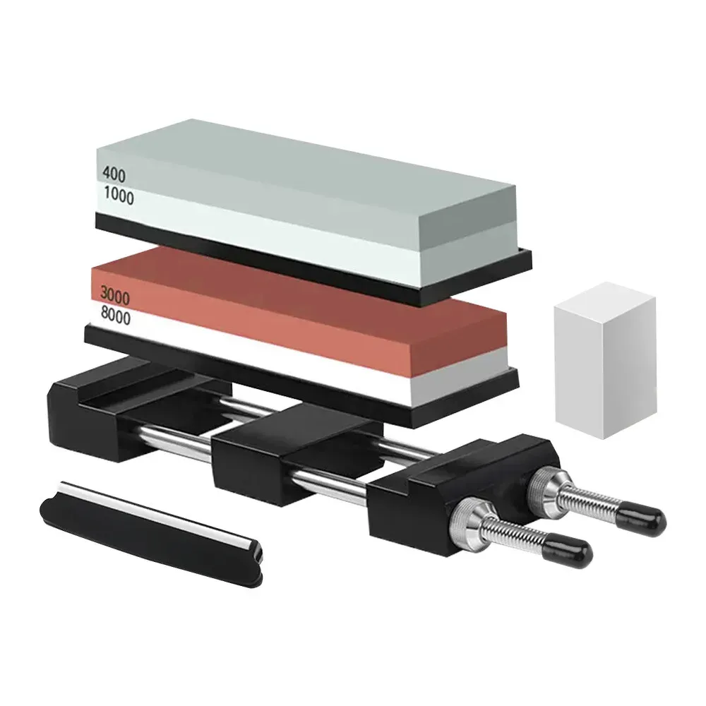 Red Dual Whetstone Knife Sharpener Set 400/8000 Grit with Silicone Base and view 10