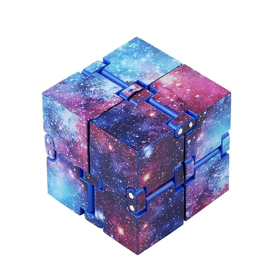 Infinity Cube Fidget Toy in Blue Starry Sky for Stress Relief and Sensory Play view 3