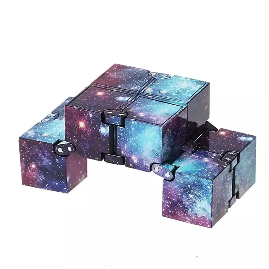 Infinity Cube Fidget Toy in Blue Starry Sky for Stress Relief and Sensory Play view 8
