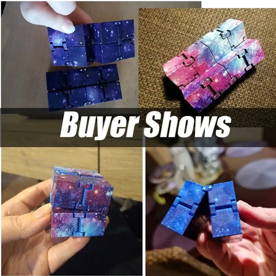 Infinity Cube Fidget Toy in Blue Starry Sky for Stress Relief and Sensory Play view 9