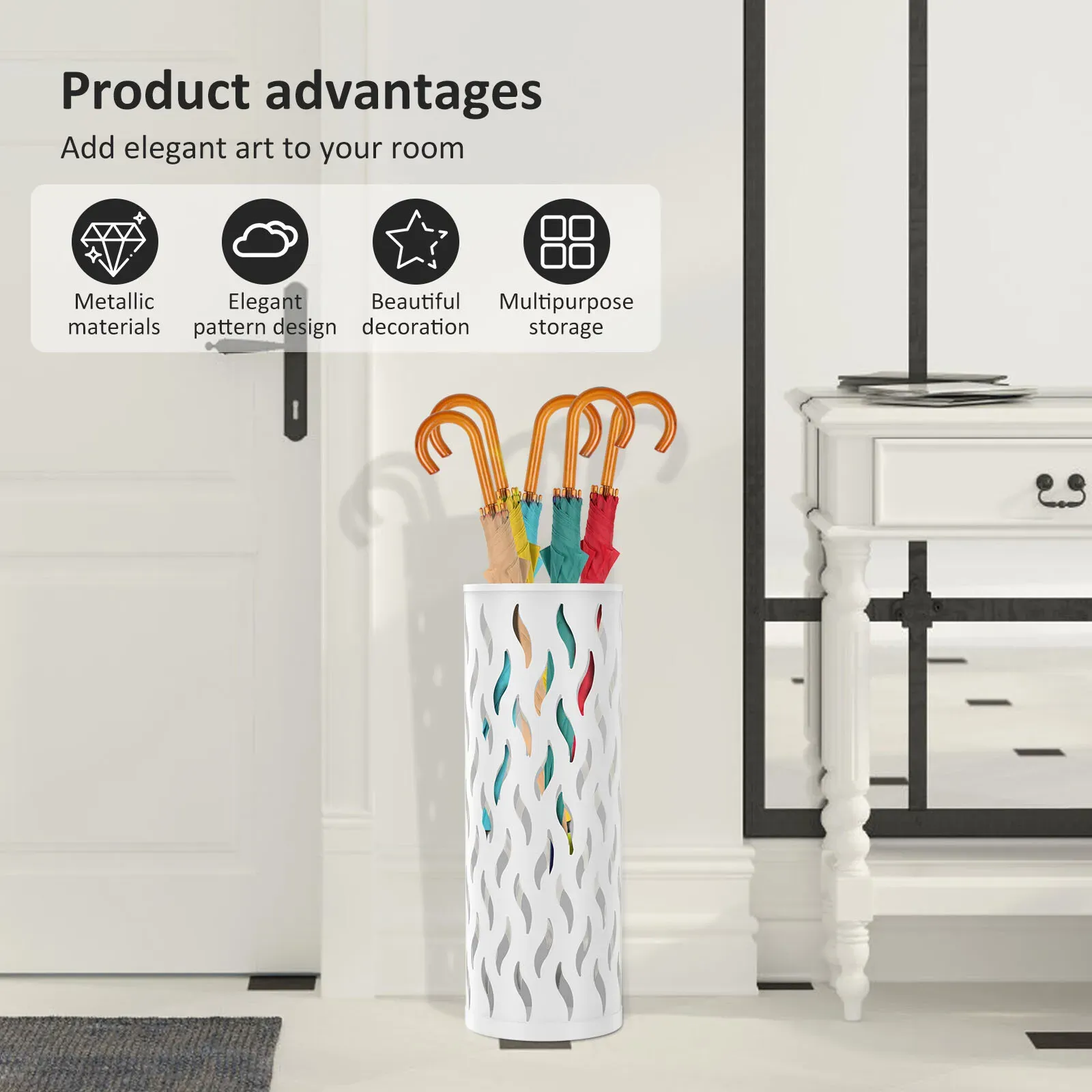 Metal Umbrella Stand in Black - Hollowed Design view 5