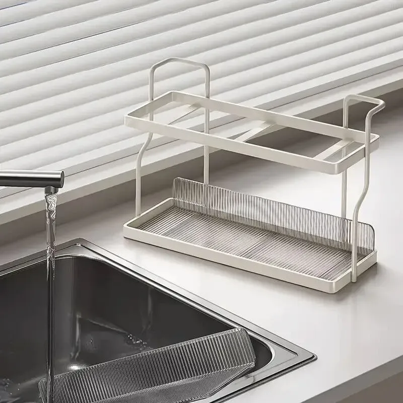 Two-Tier Kitchen Storage Rack Organizer in White with Removable Trays view 2