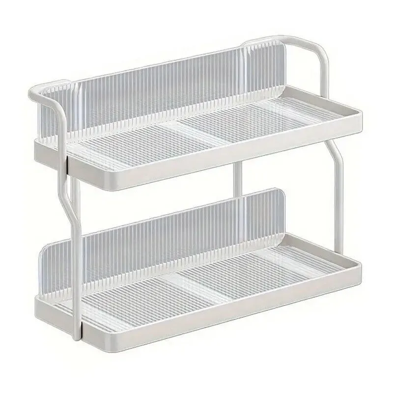 Two-Tier Kitchen Storage Rack Organizer in White with Removable Trays view 5