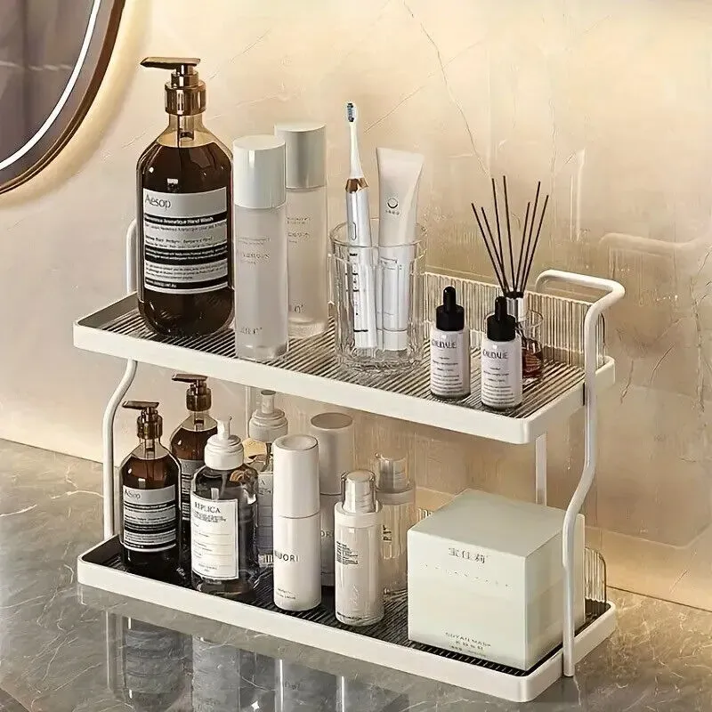 Two-Tier Kitchen Storage Rack Organizer in White with Removable Trays view 8
