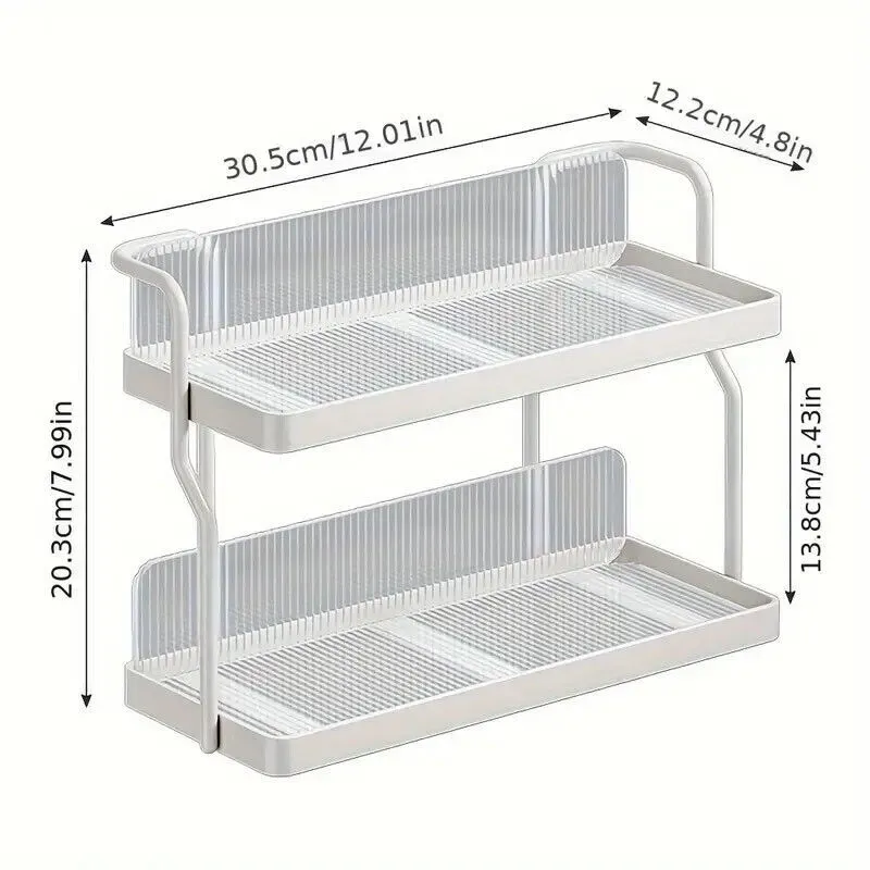 Two-Tier Kitchen Storage Rack Organizer in White with Removable Trays view 10