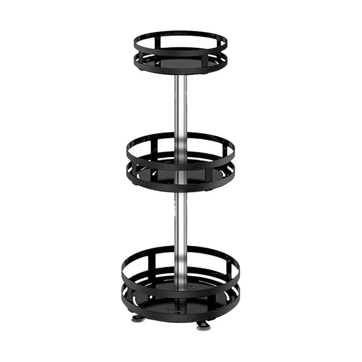 Black Kitchen Rotating Spice Rack - Double Layer Carbon Steel Organizer view 5