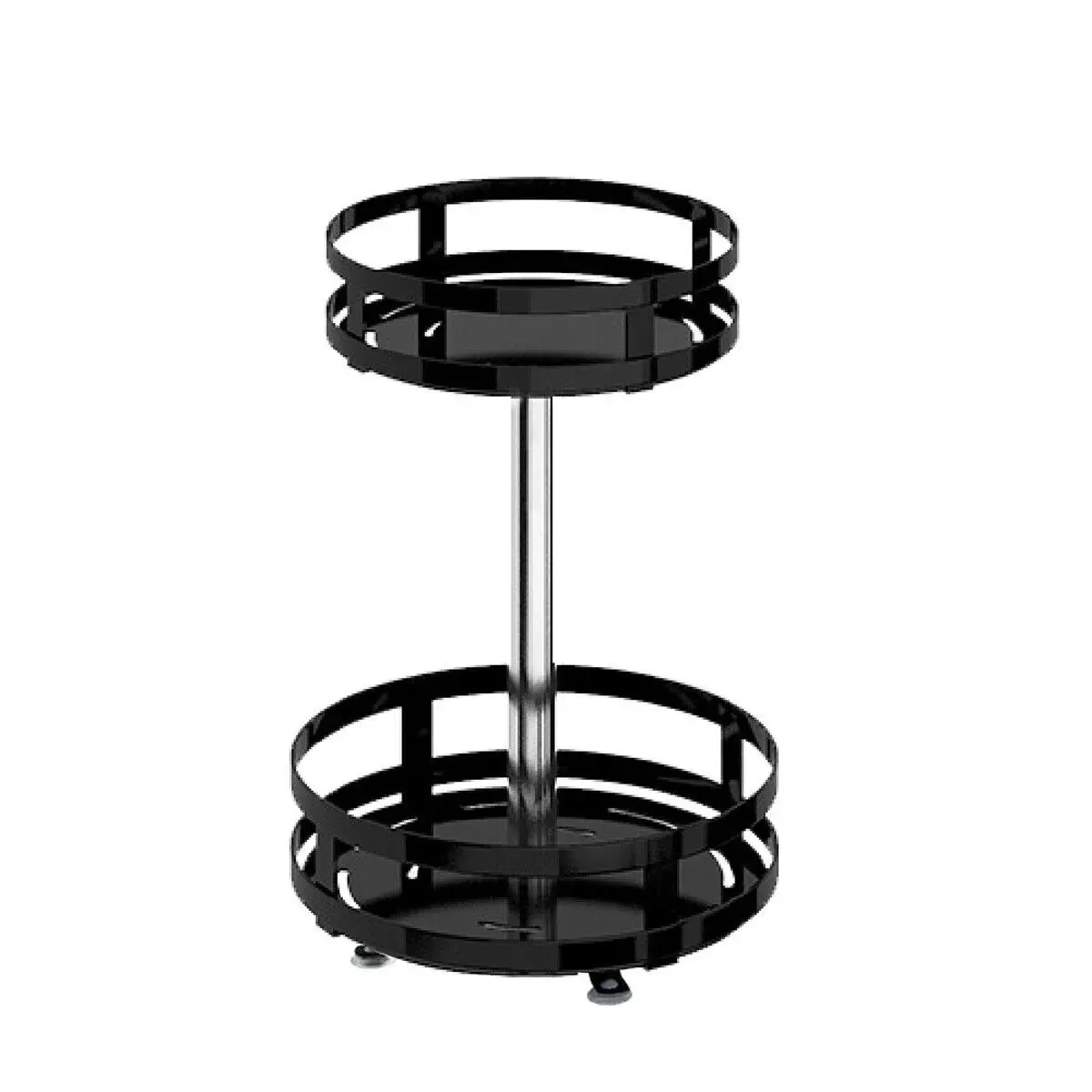 Black Kitchen Rotating Spice Rack - Double Layer Carbon Steel Organizer view 10