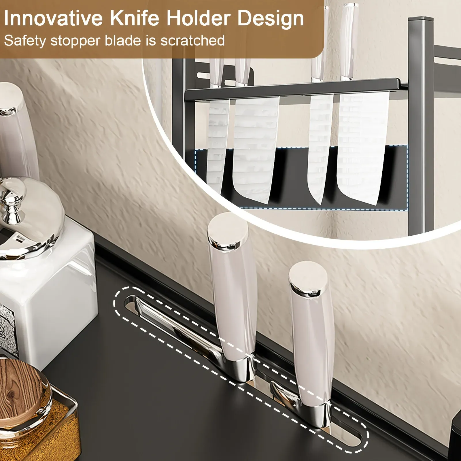 3-Tier Black Stainless Steel Spice Rack Kitchen Condiment Storage Shelf 40x16x54cm view 10