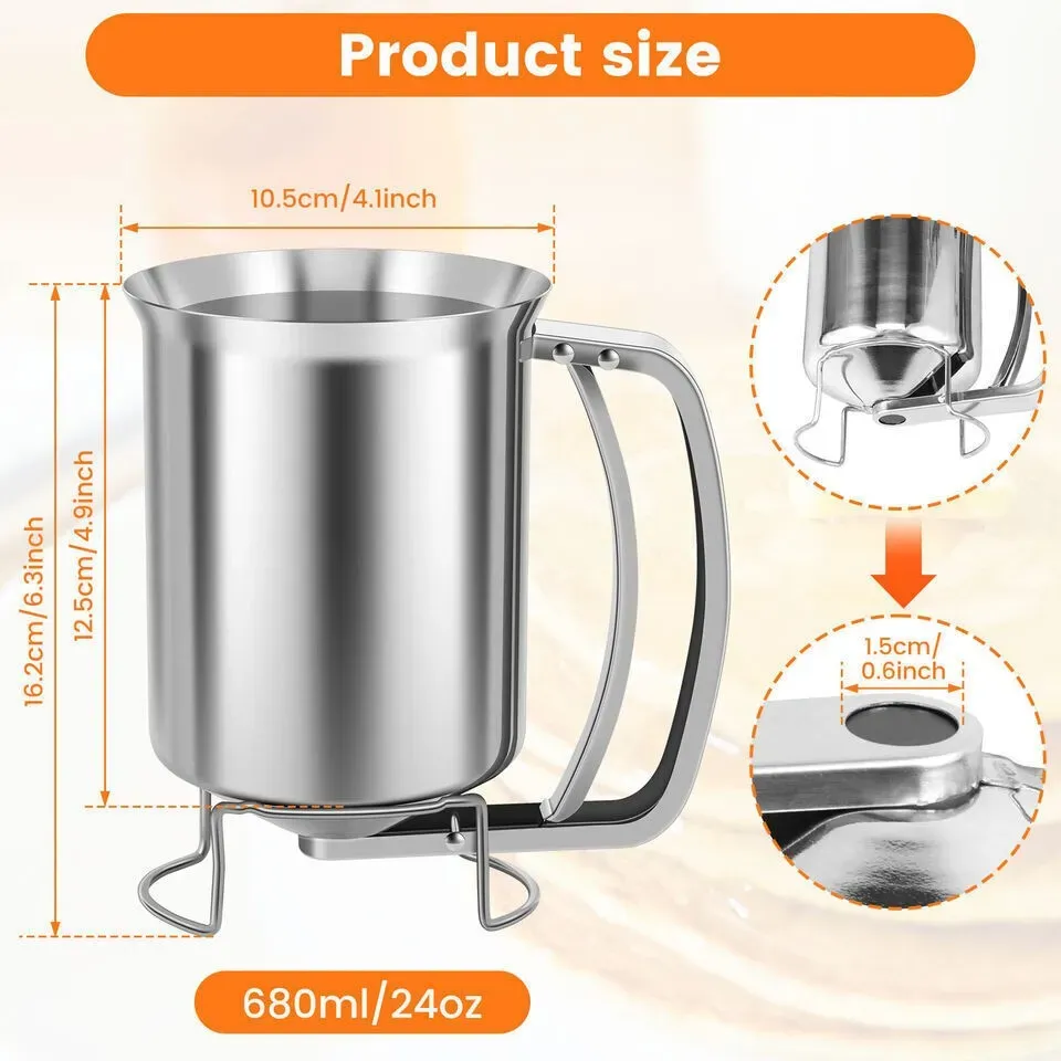 Silver Stainless Steel Pancake Batter Dispenser for Baking Cupcakes view 3