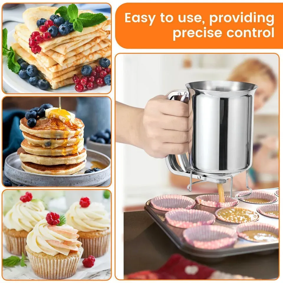 Silver Stainless Steel Pancake Batter Dispenser for Baking Cupcakes view 4