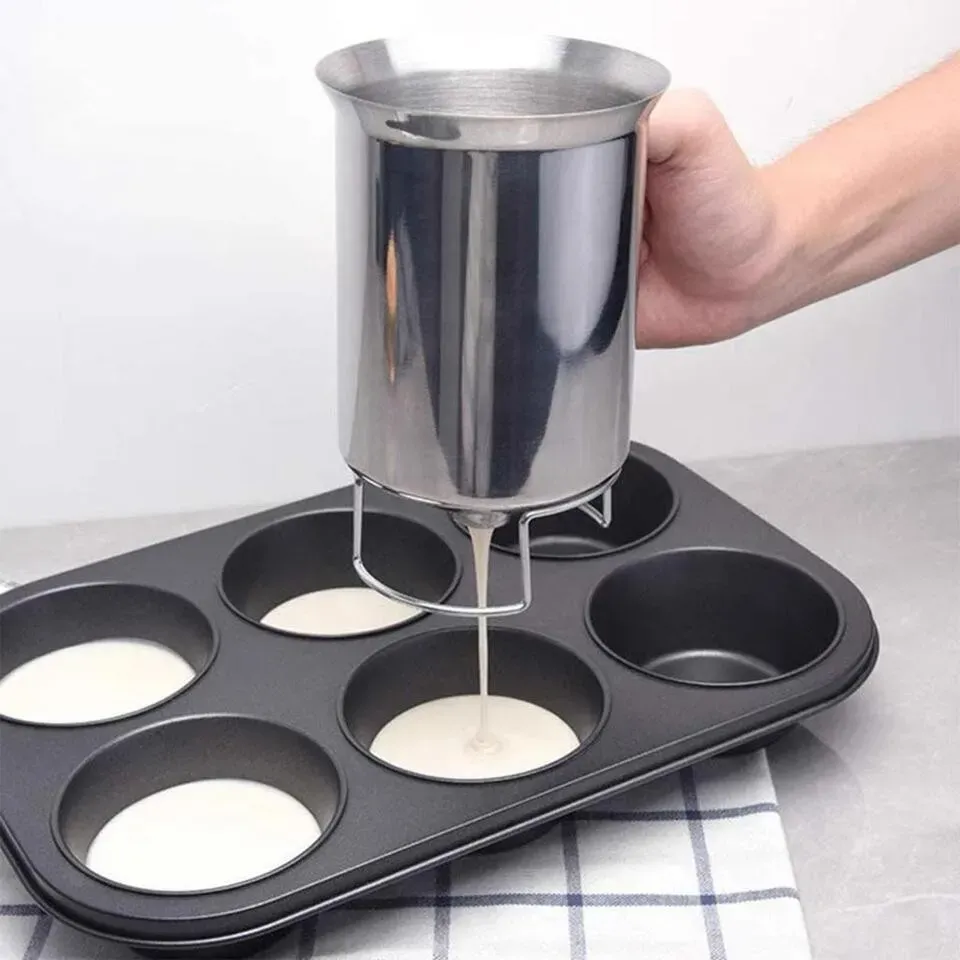 Silver Stainless Steel Pancake Batter Dispenser for Baking Cupcakes view 8