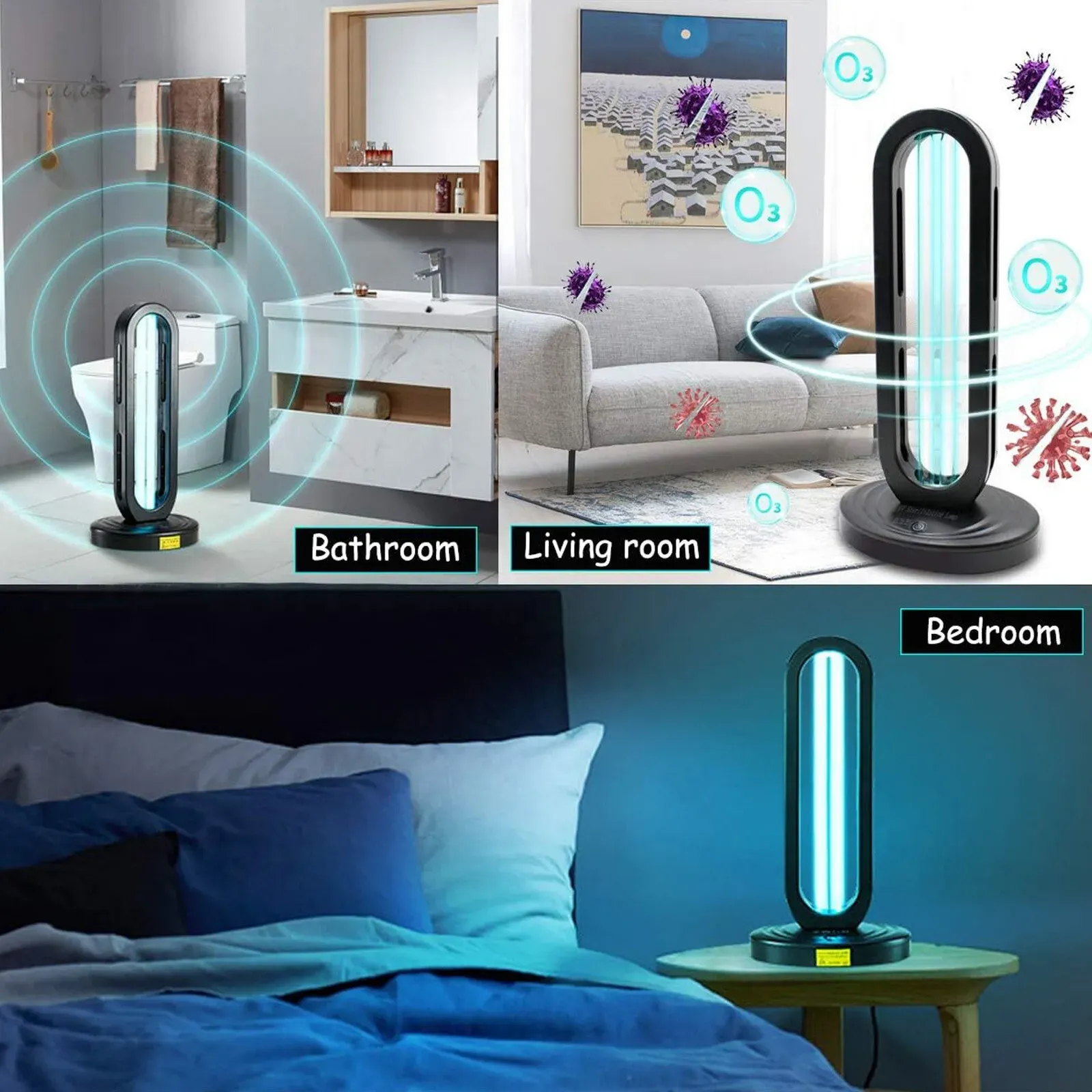 38W Black UVC UV Light Ozone Germicidal Lamp for Home and Office Disinfection view 2