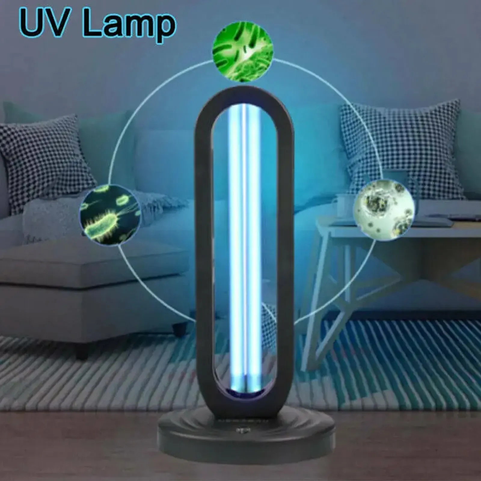 38W Black UVC UV Light Ozone Germicidal Lamp for Home and Office Disinfection view 3