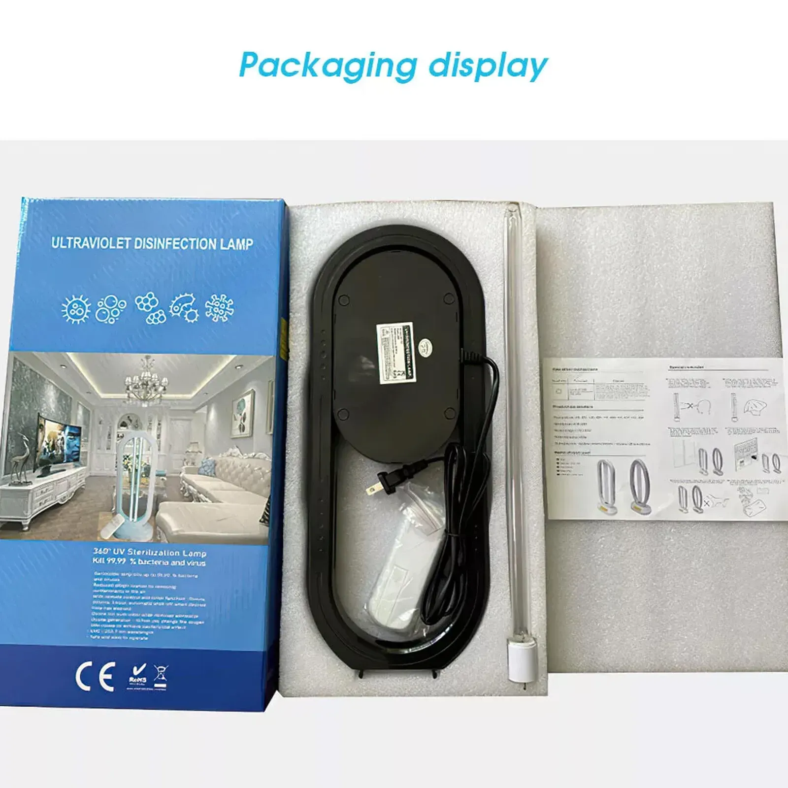 38W Black UVC UV Light Ozone Germicidal Lamp for Home and Office Disinfection view 5