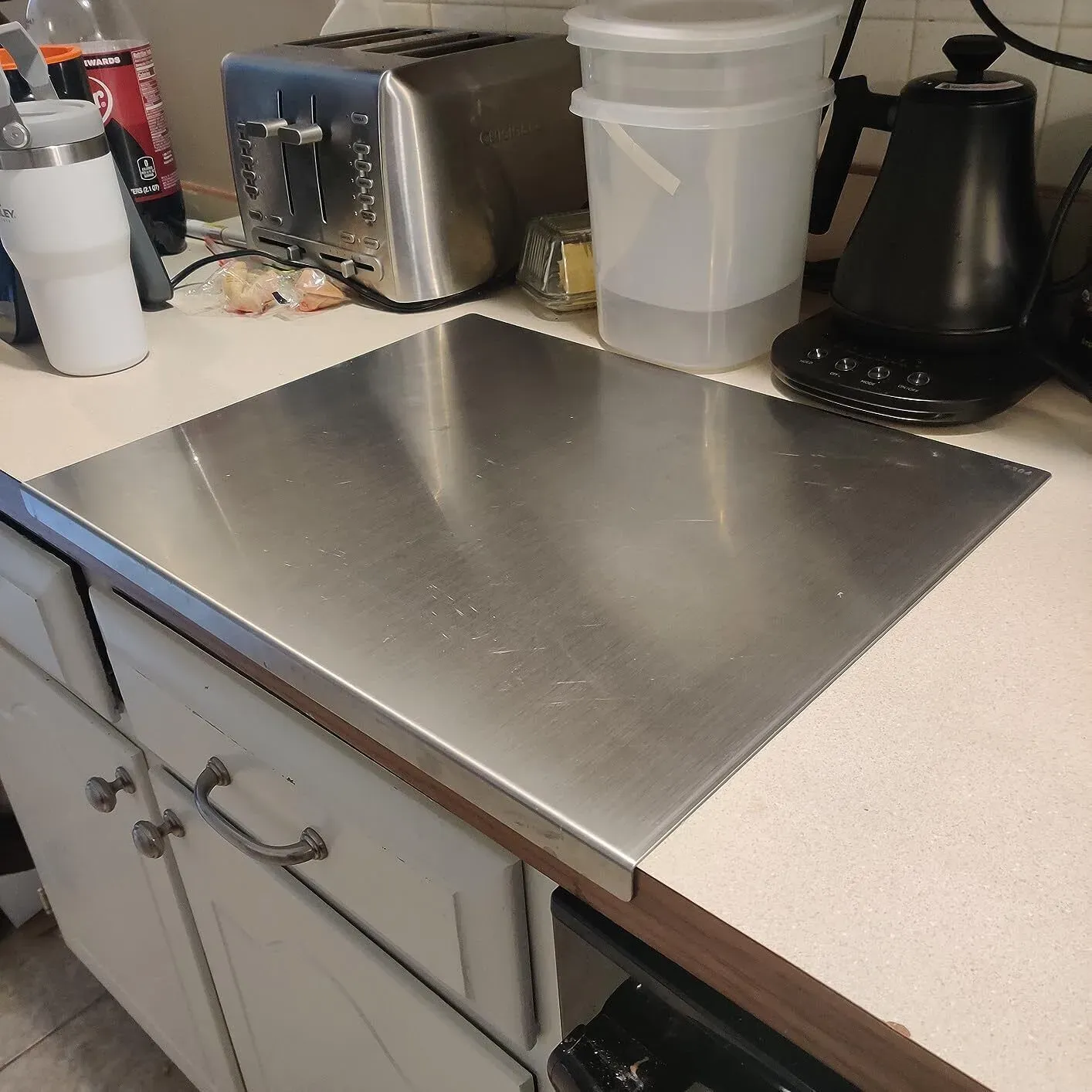 Silver Stainless Steel Chopping Board 50x40cm - Non-Slip Pastry Worktop Protector view 7