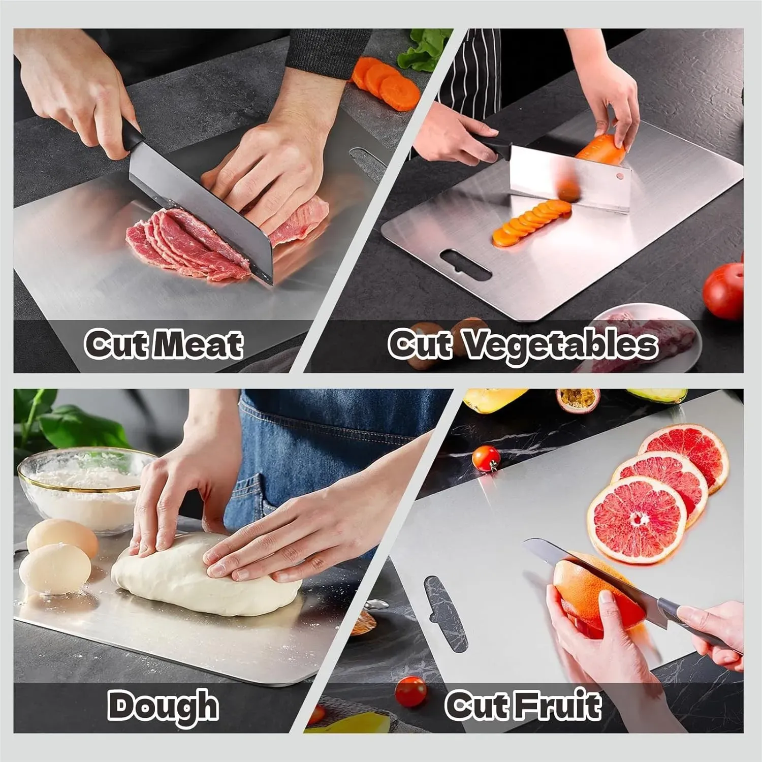 Double-Sided Titanium Cutting Board in Silver view 7
