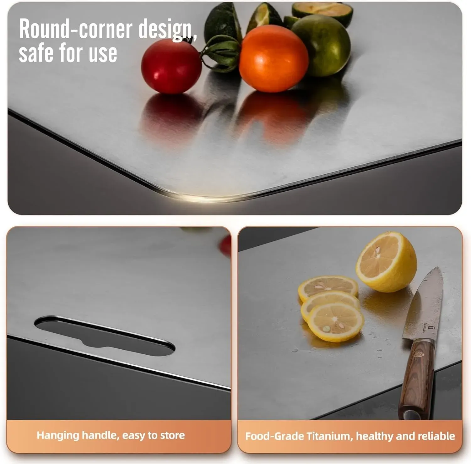 Double-Sided Titanium Cutting Board in Silver view 8