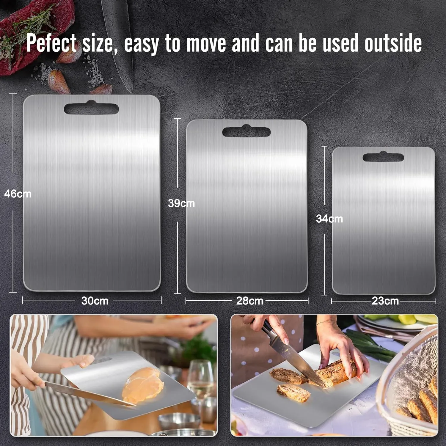 Double-Sided Titanium Cutting Board in Silver view 5