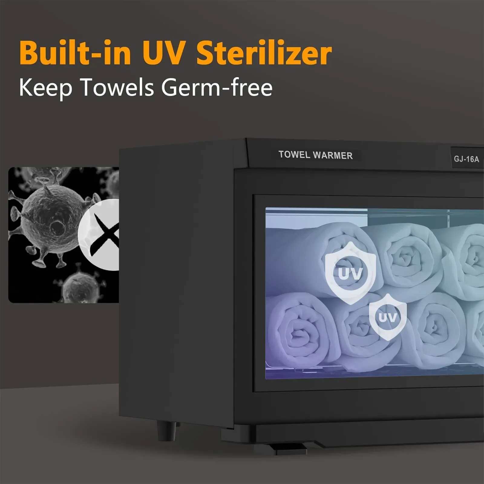 White 16L Black Hot Towel Warmer UV Sterilizer Cabinet for Salon and Home Use view 10