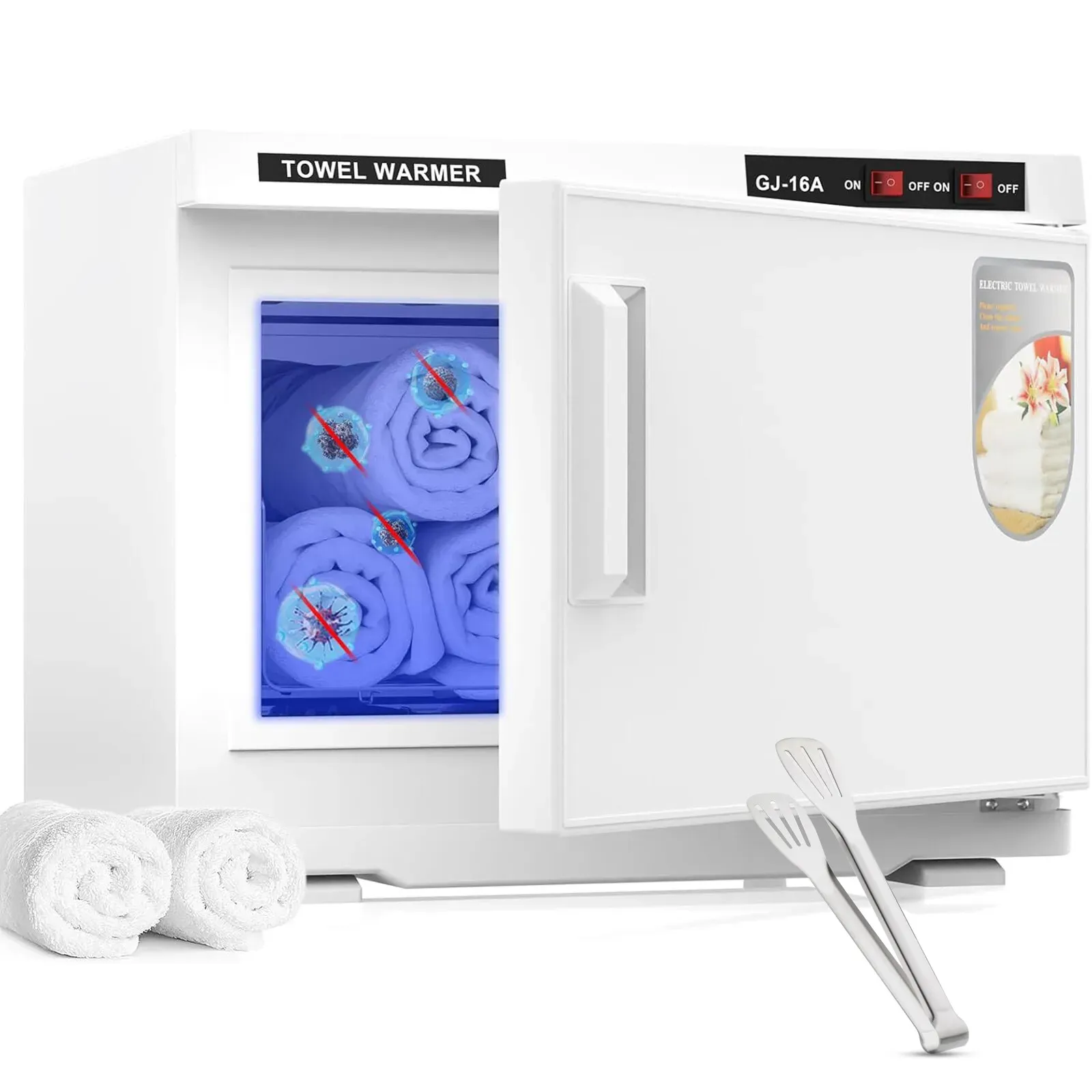 White 32L Black Hot Towel Warmer UV Sterilizer Cabinet for Salon and Home Use view 2
