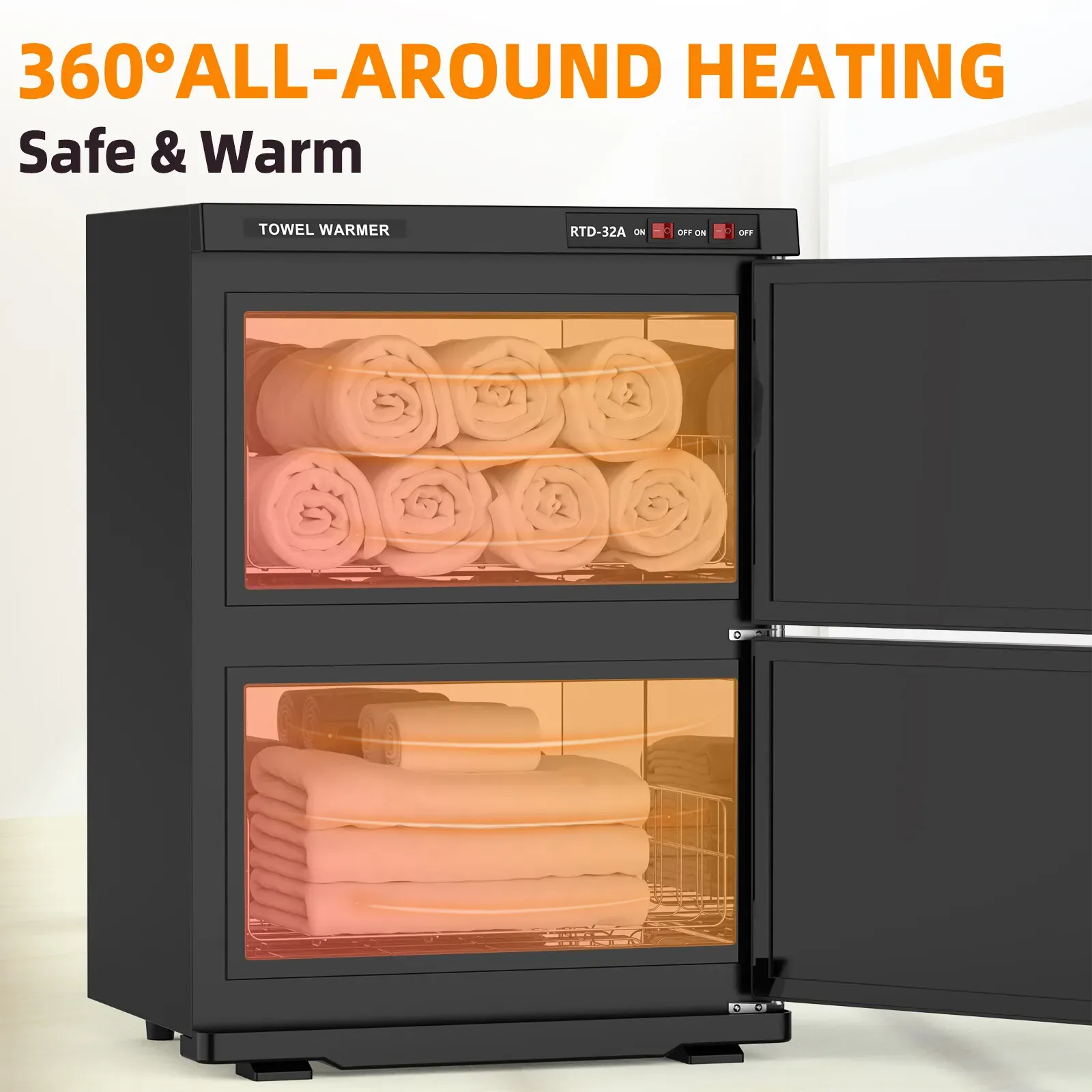 White 32L Black Hot Towel Warmer UV Sterilizer Cabinet for Salon and Home Use view 6