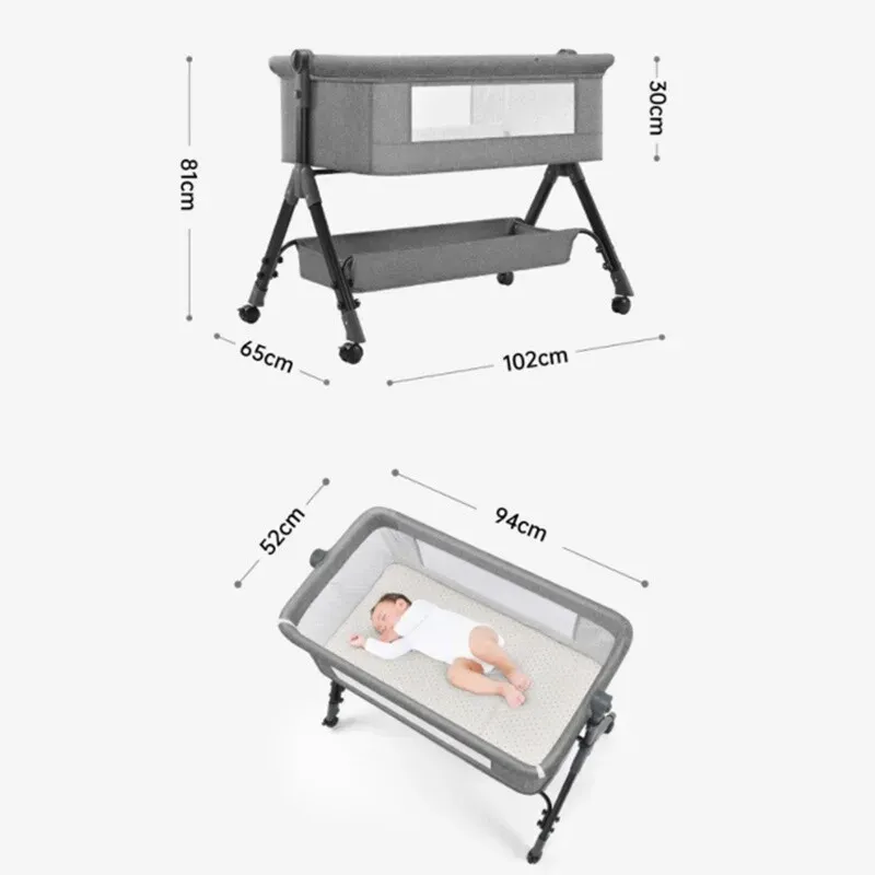 Portable Baby Bassinet Cot Crib Bedside Co Sleeper in Pink, 92x68x80CM view 4
