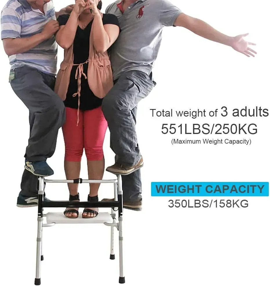 Height Adjustable Folding Medical Walking Frame in Black Aluminium Alloy view 4
