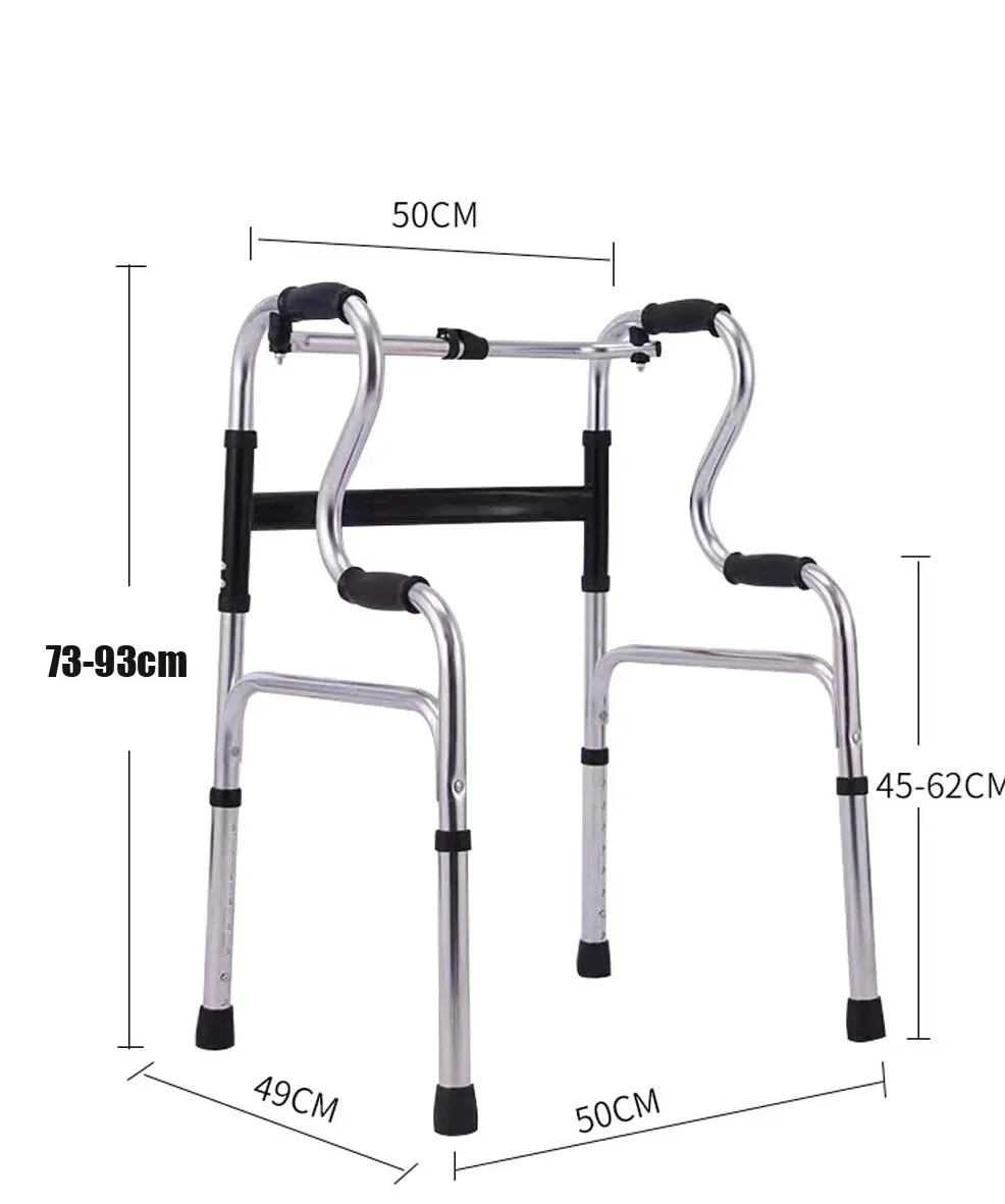 Height Adjustable Folding Medical Walking Frame in Black Aluminium Alloy view 6