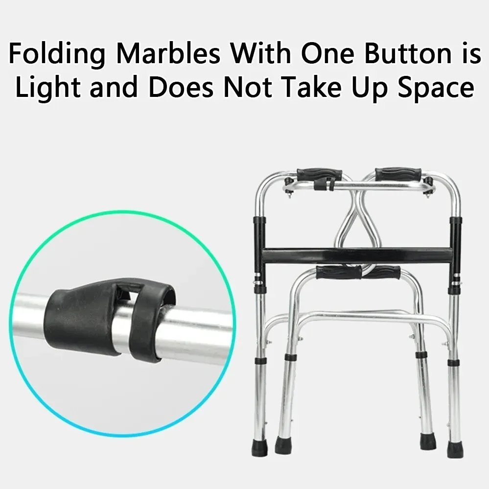 Height Adjustable Folding Medical Walking Frame in Black Aluminium Alloy view 7