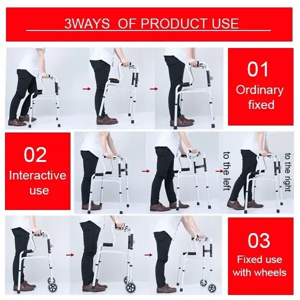 Height Adjustable Folding Medical Walking Frame in Black Aluminium Alloy view 9