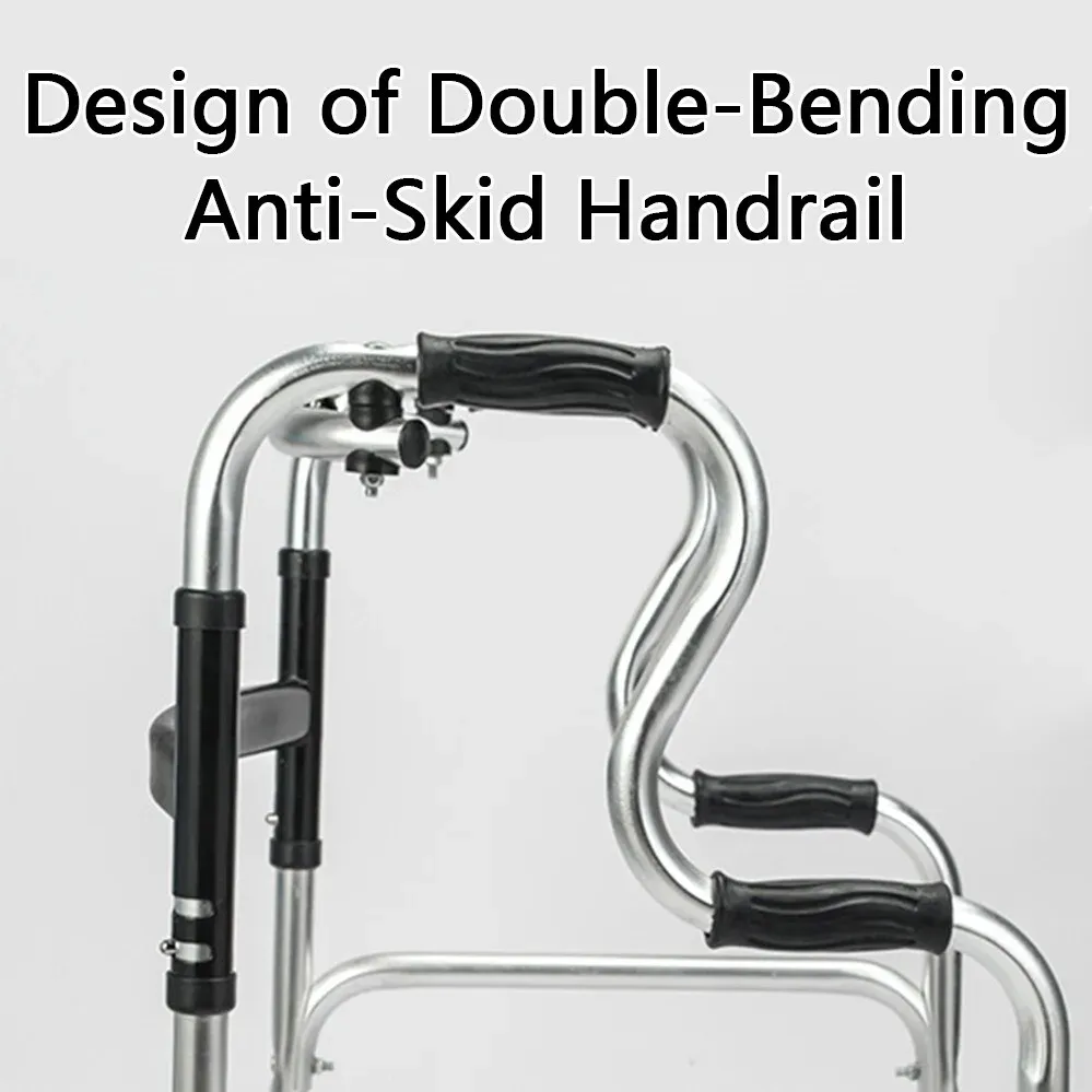 Height Adjustable Folding Medical Walking Frame in Black Aluminium Alloy view 10