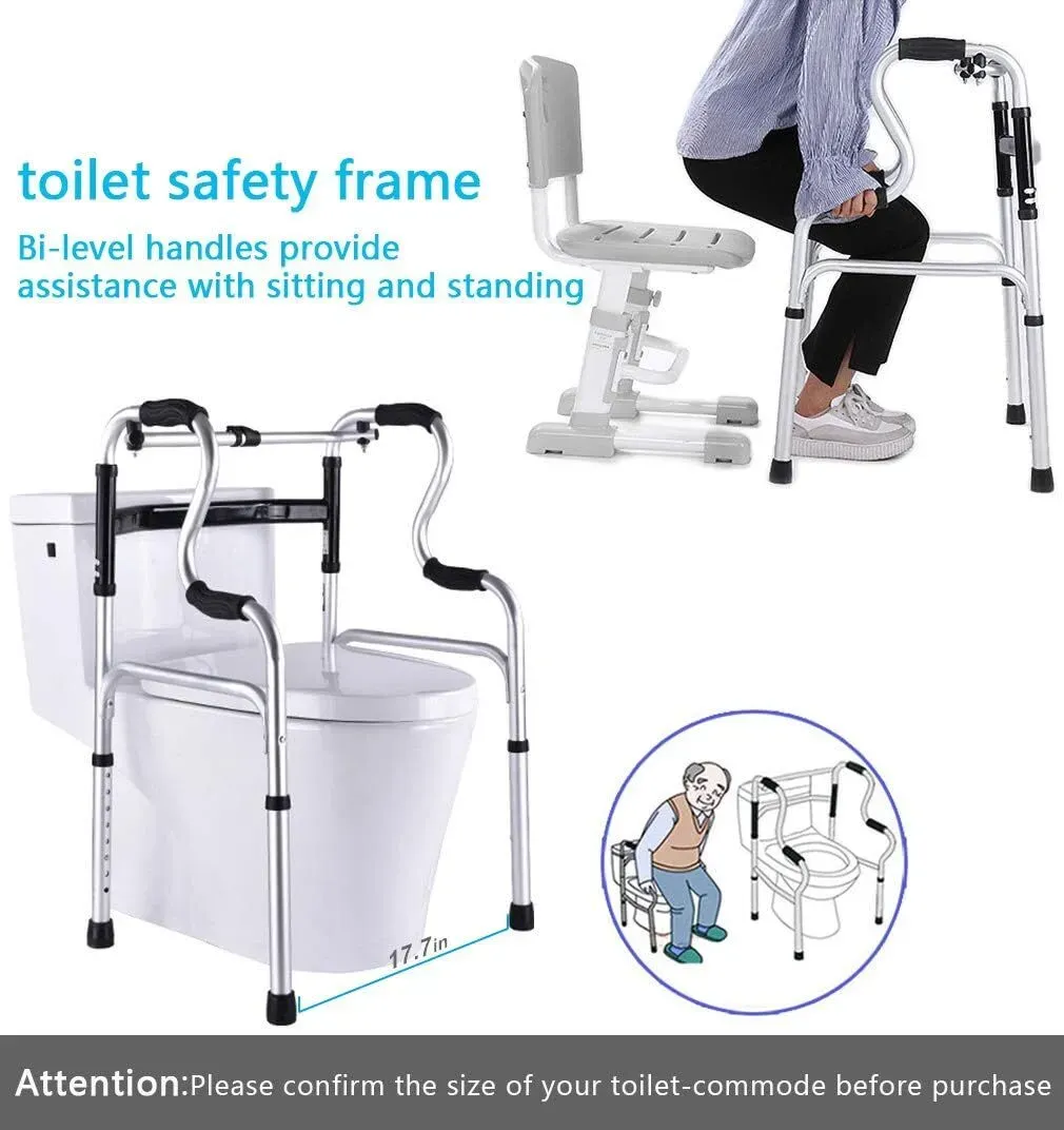 Height Adjustable Folding Medical Walking Frame in Black Aluminium Alloy - Bent view 6