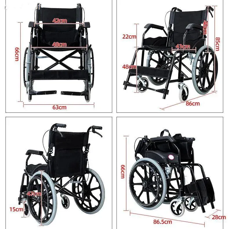 Black Wheelchair Lightweight 20" Black Self-Propelled Folding Wheelchair for view 4