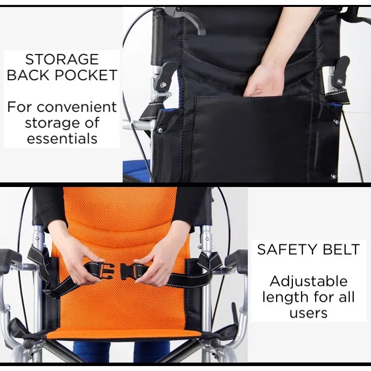 Black Wheelchair Lightweight 20" Black Self-Propelled Folding Wheelchair for view 5