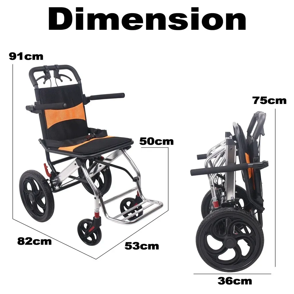 Portable Foldable Manual Wheelchair in Blue - Lightweight Travel Design for view 3