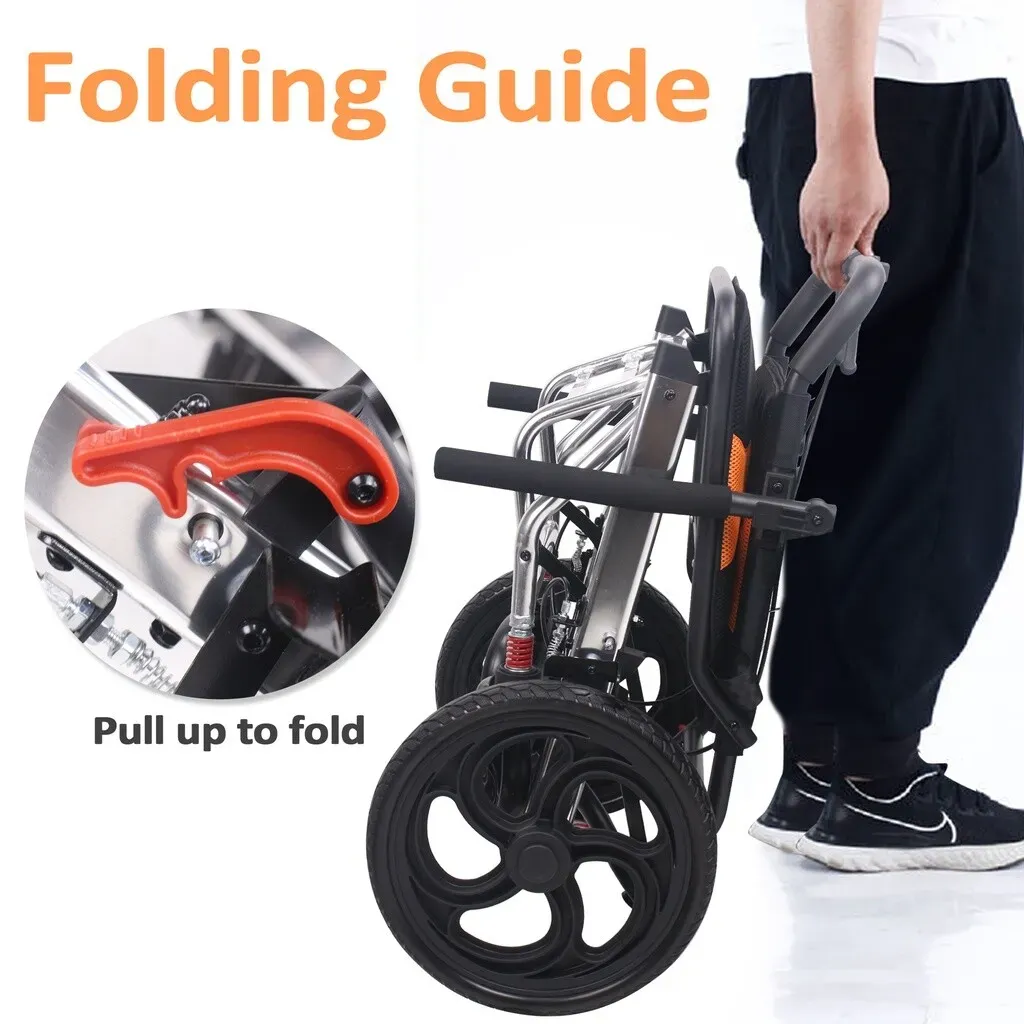 Portable Foldable Manual Wheelchair in Orange - Lightweight Travel Design view 5