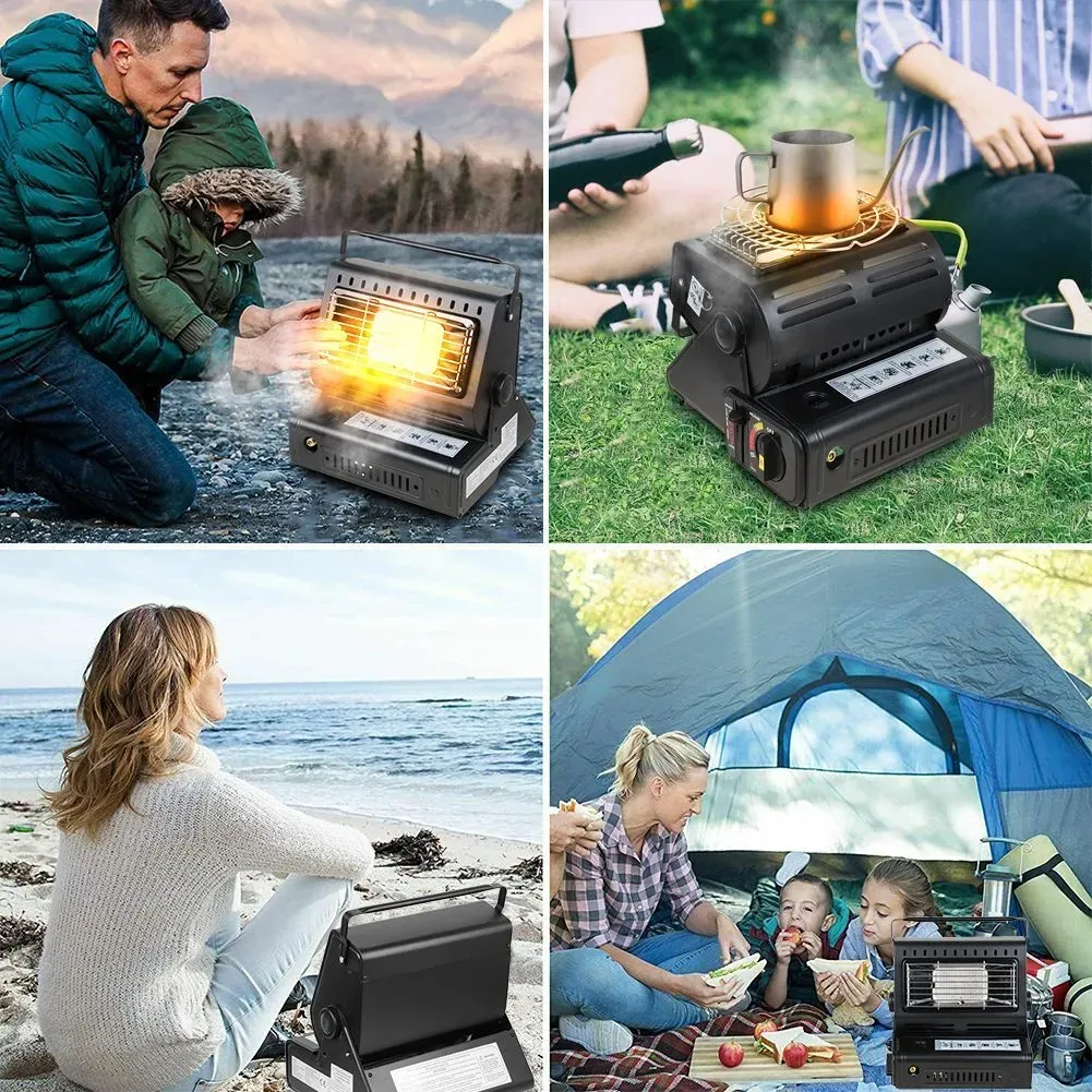 Portable Butane Gas Heater in Black for Camping, Hiking, and Outdoor Use - Red view 7