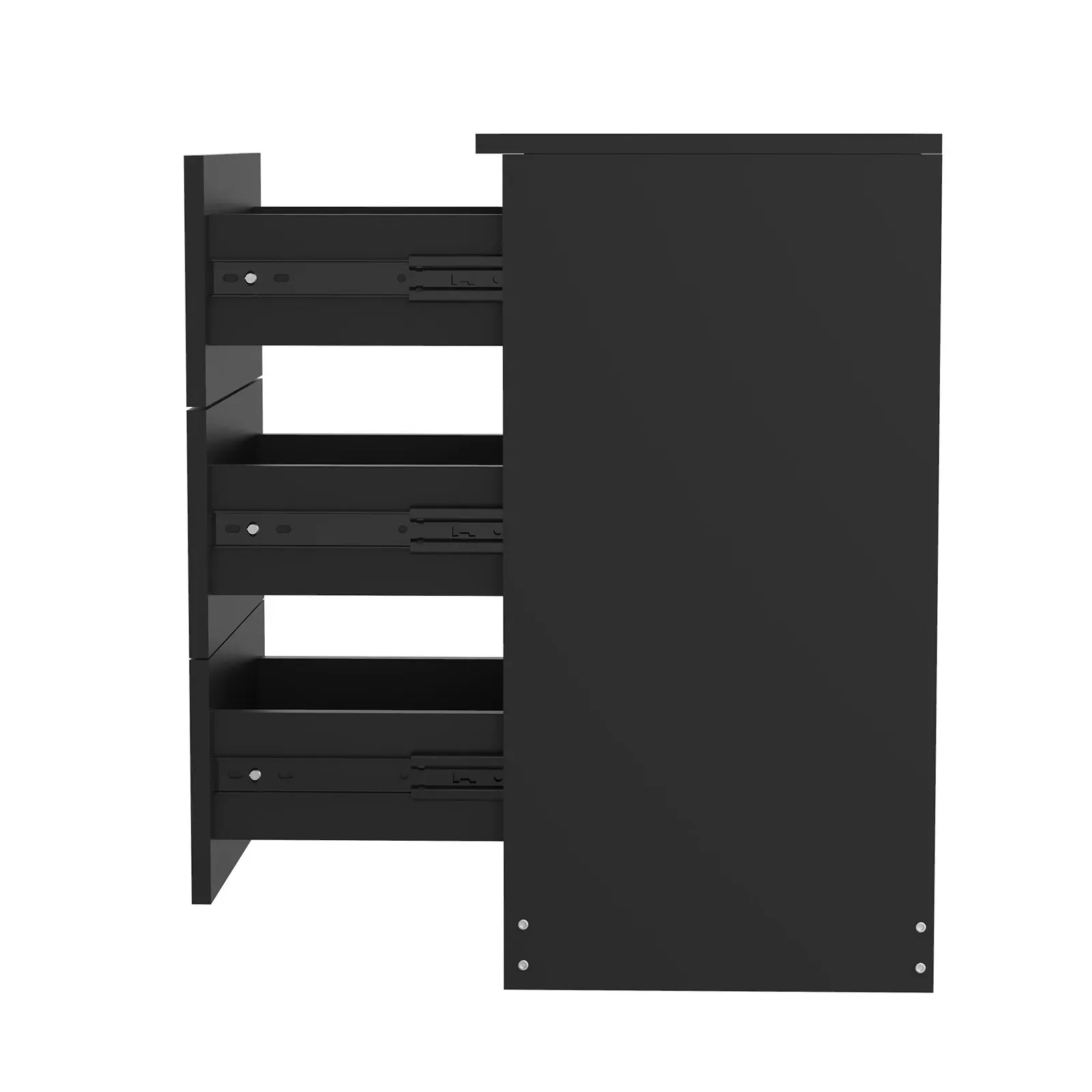 Black White Black Bedside Table with 3 Drawers view 2