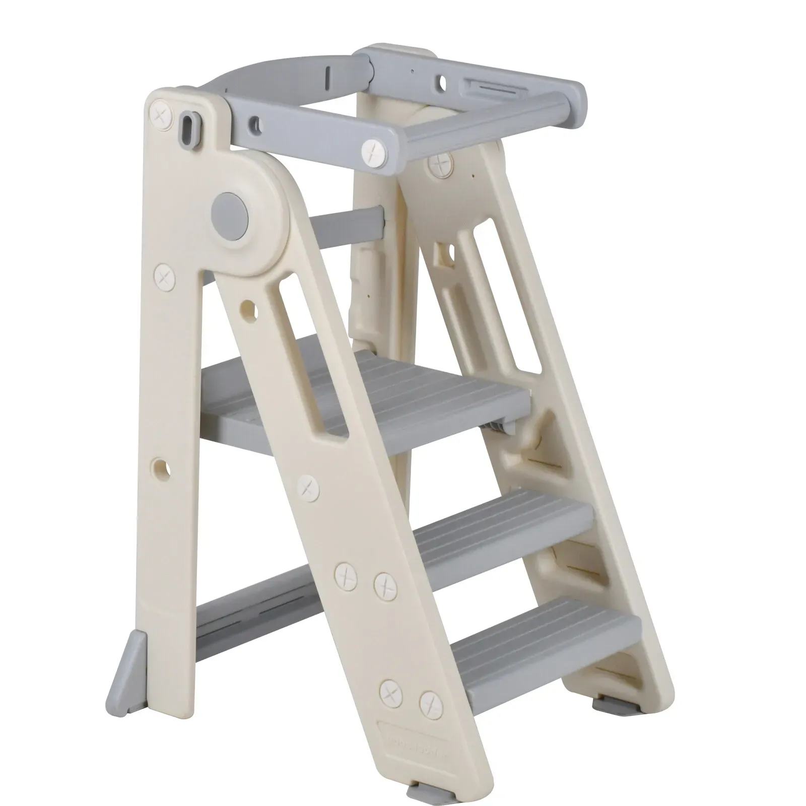 Foldable Kids Step Stool Kitchen Helper Tower in Grey
