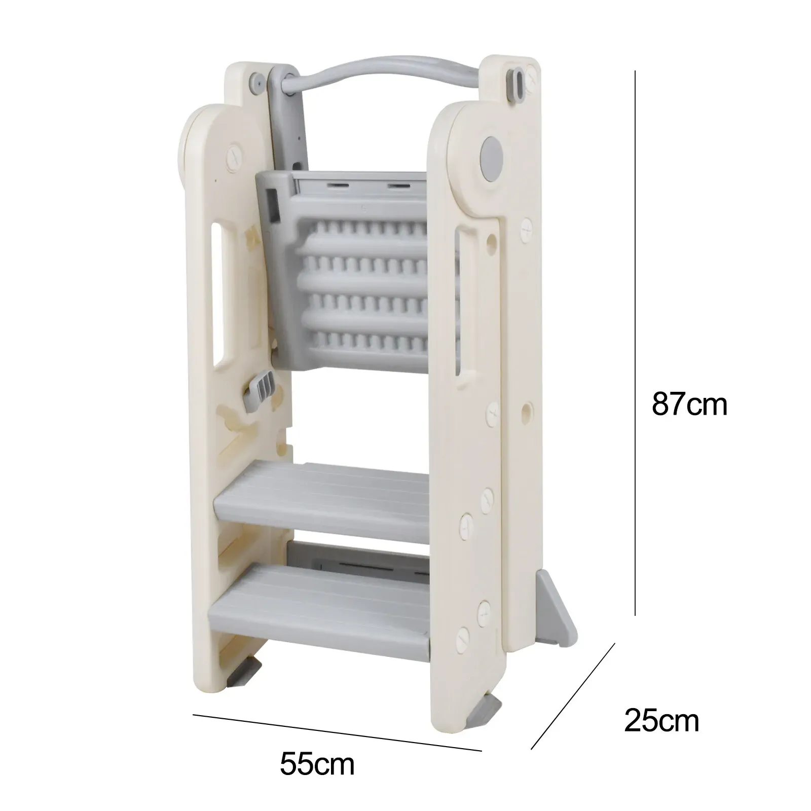 Foldable Kids Step Stool Kitchen Helper Tower in Grey view 3