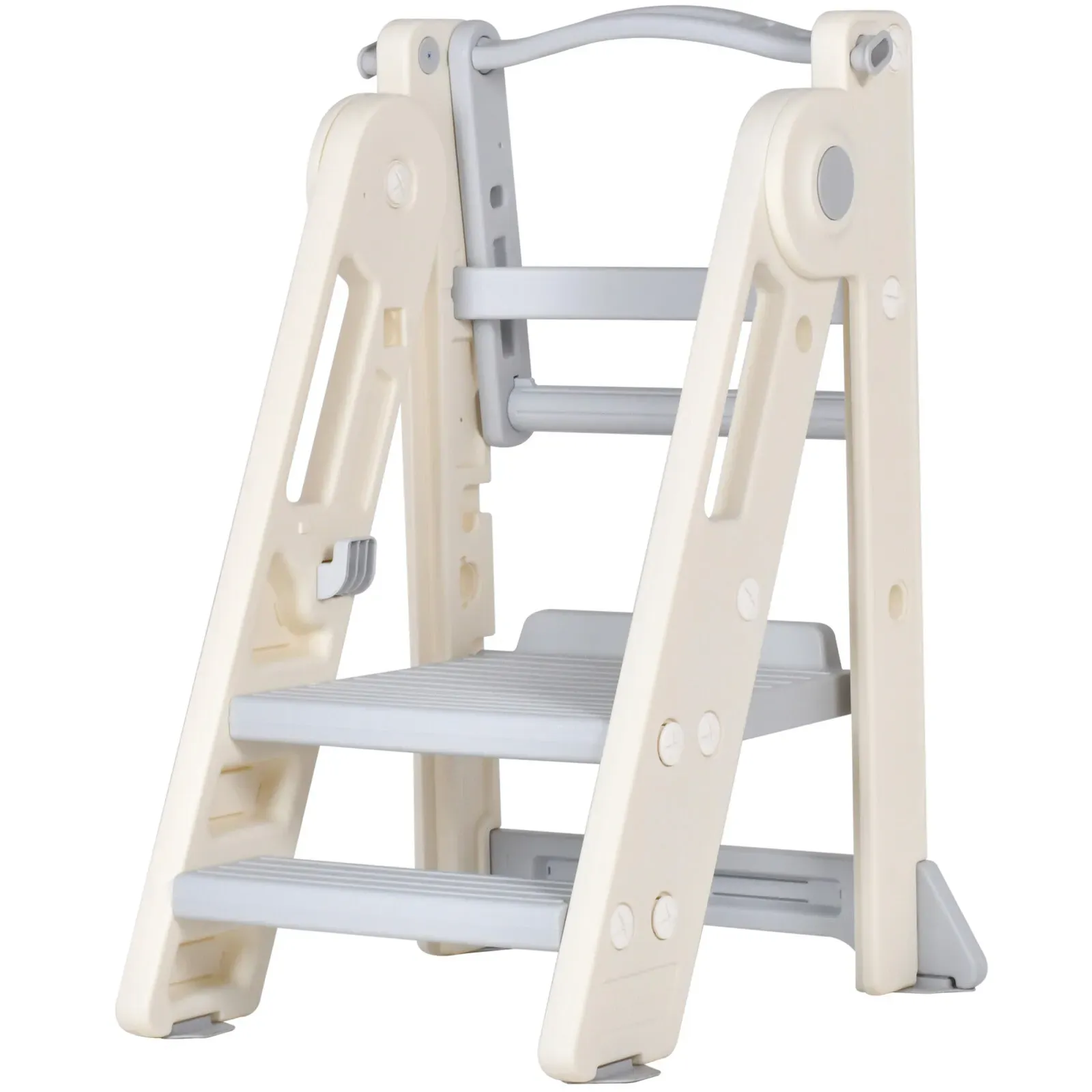 Foldable Kids Step Stool Kitchen Helper Tower in Grey view 4