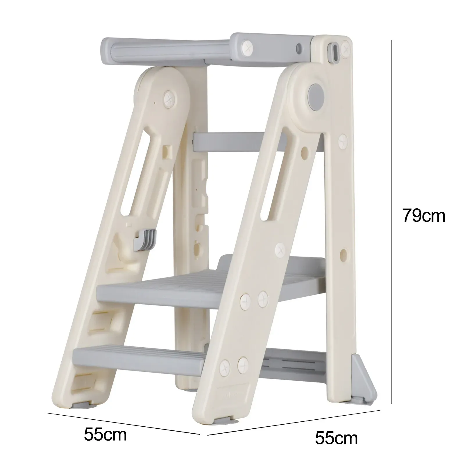 Foldable Kids Step Stool Kitchen Helper Tower in Grey view 7