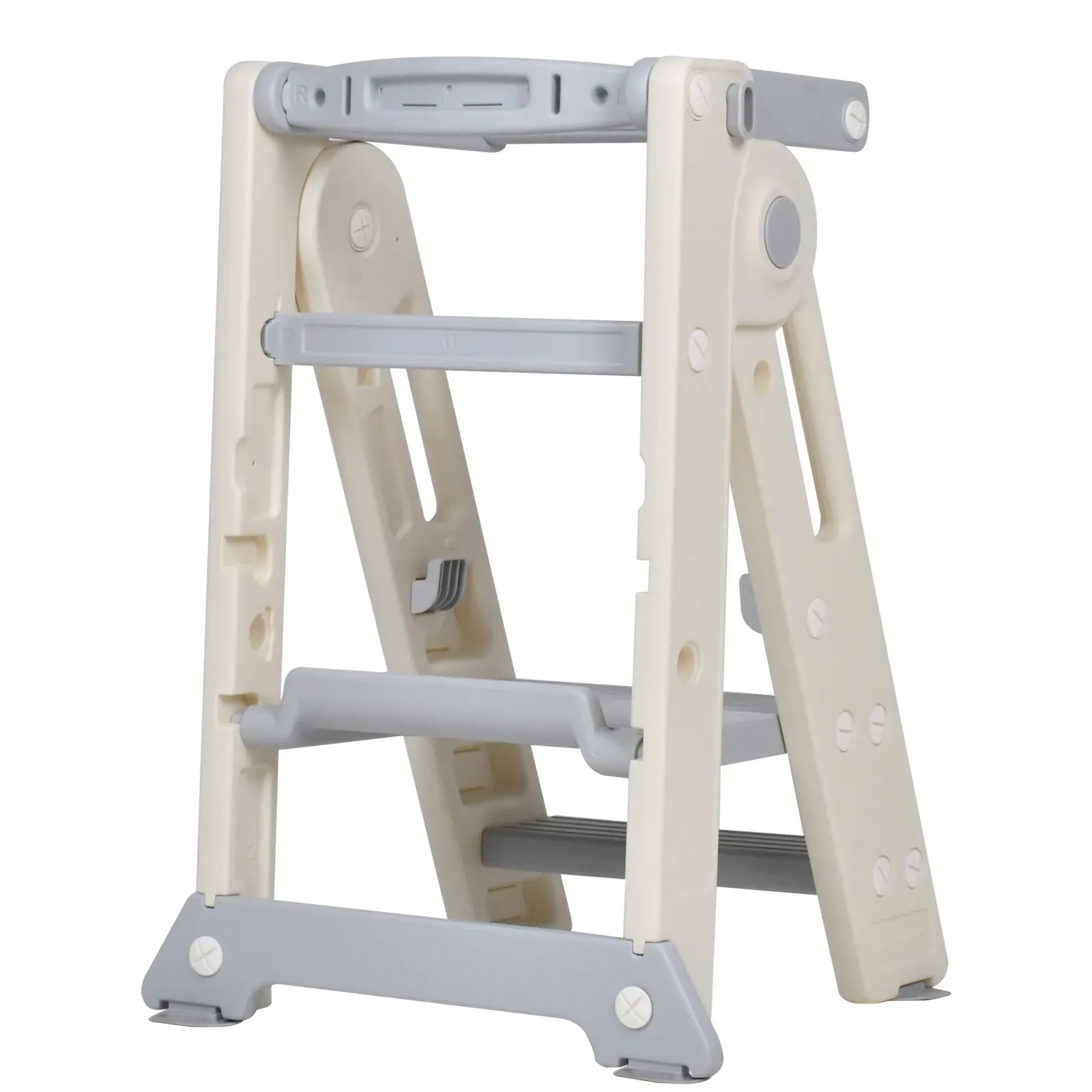 Foldable Kids Step Stool Kitchen Helper Tower in Grey view 8