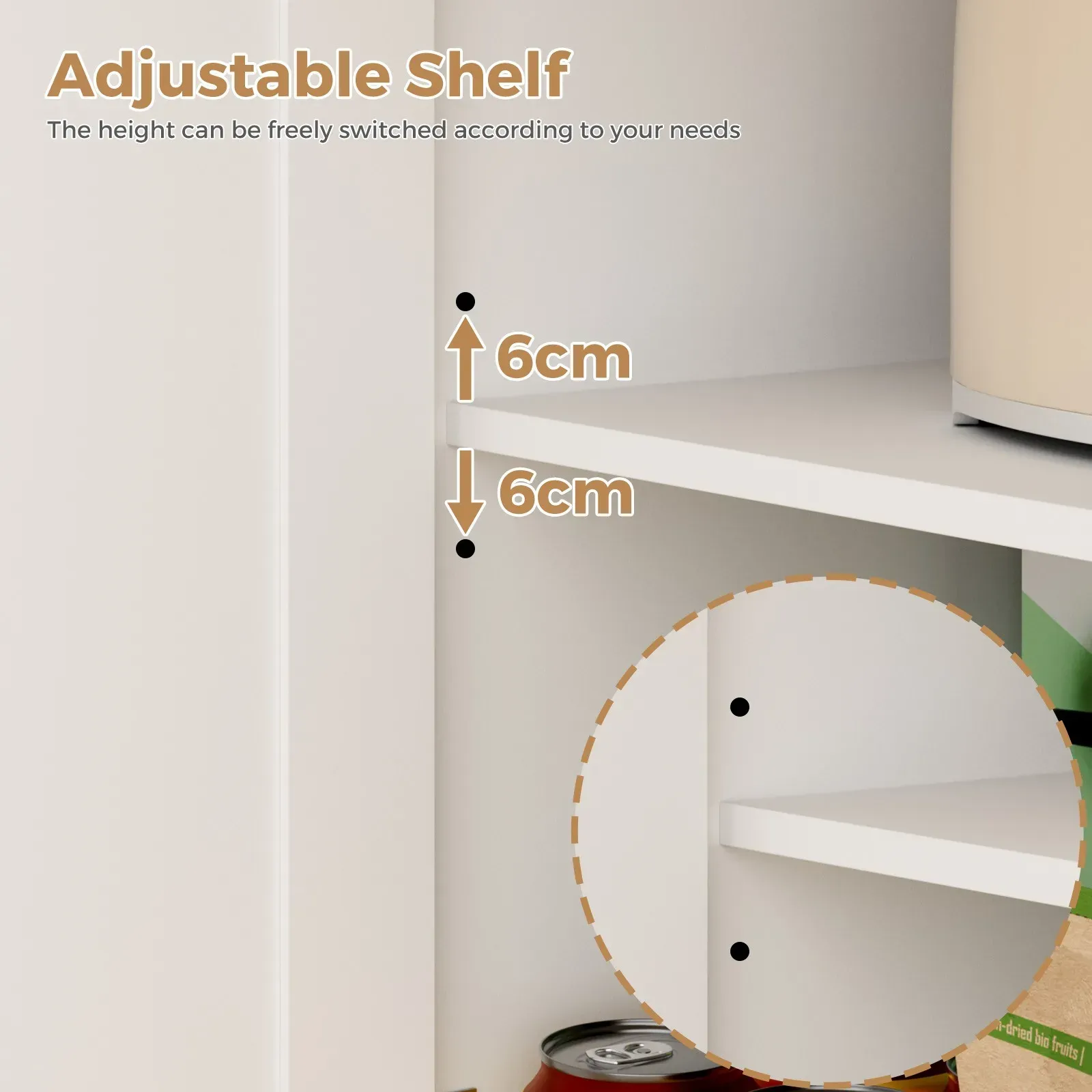 Kitchen Island Cart on Wheels with Charging Station, White, 83x38x82cm view 5