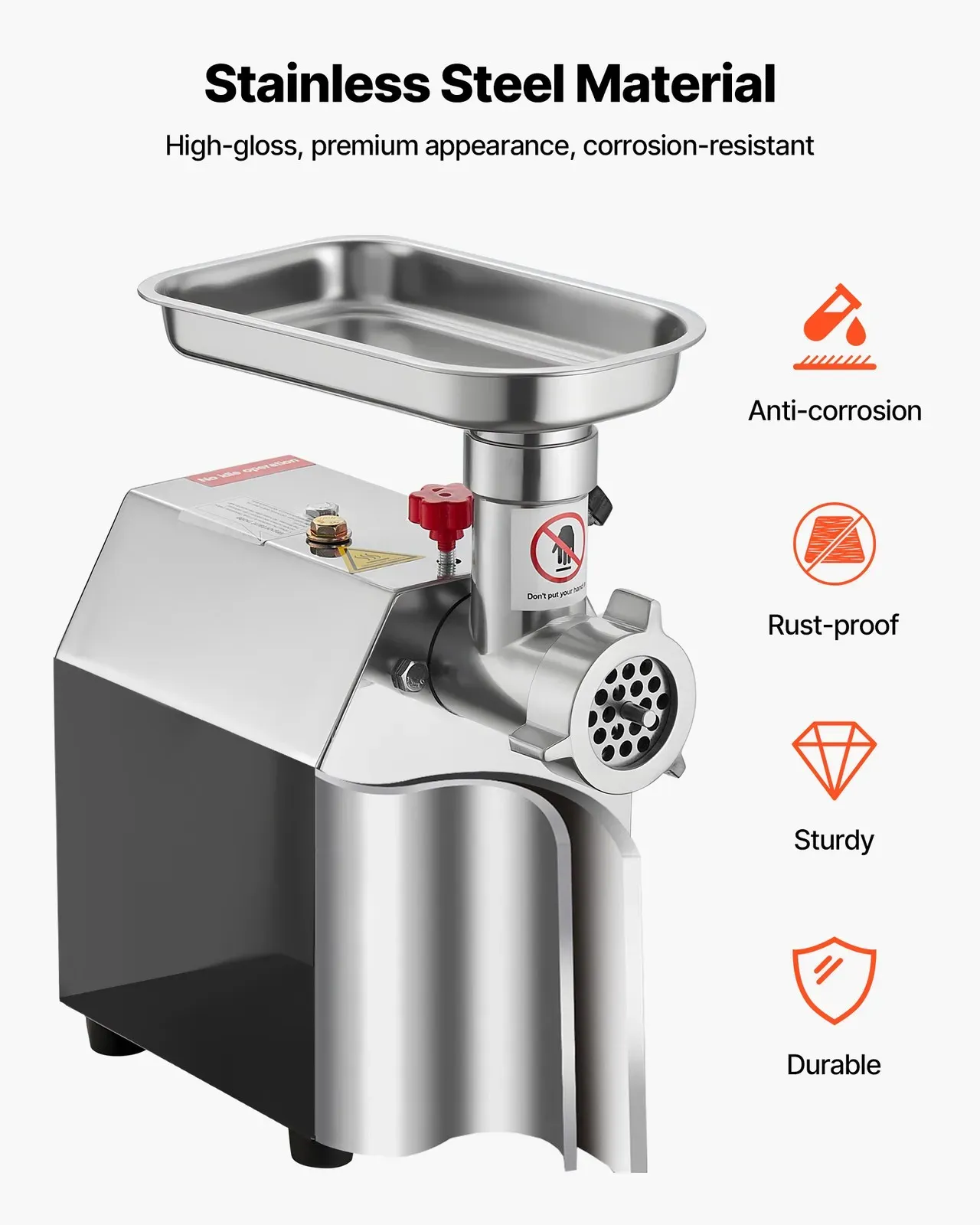 Commercial Electric Meat Grinder, Stainless Steel, 2.04 kg/Min, Sausage Stuffer view 9