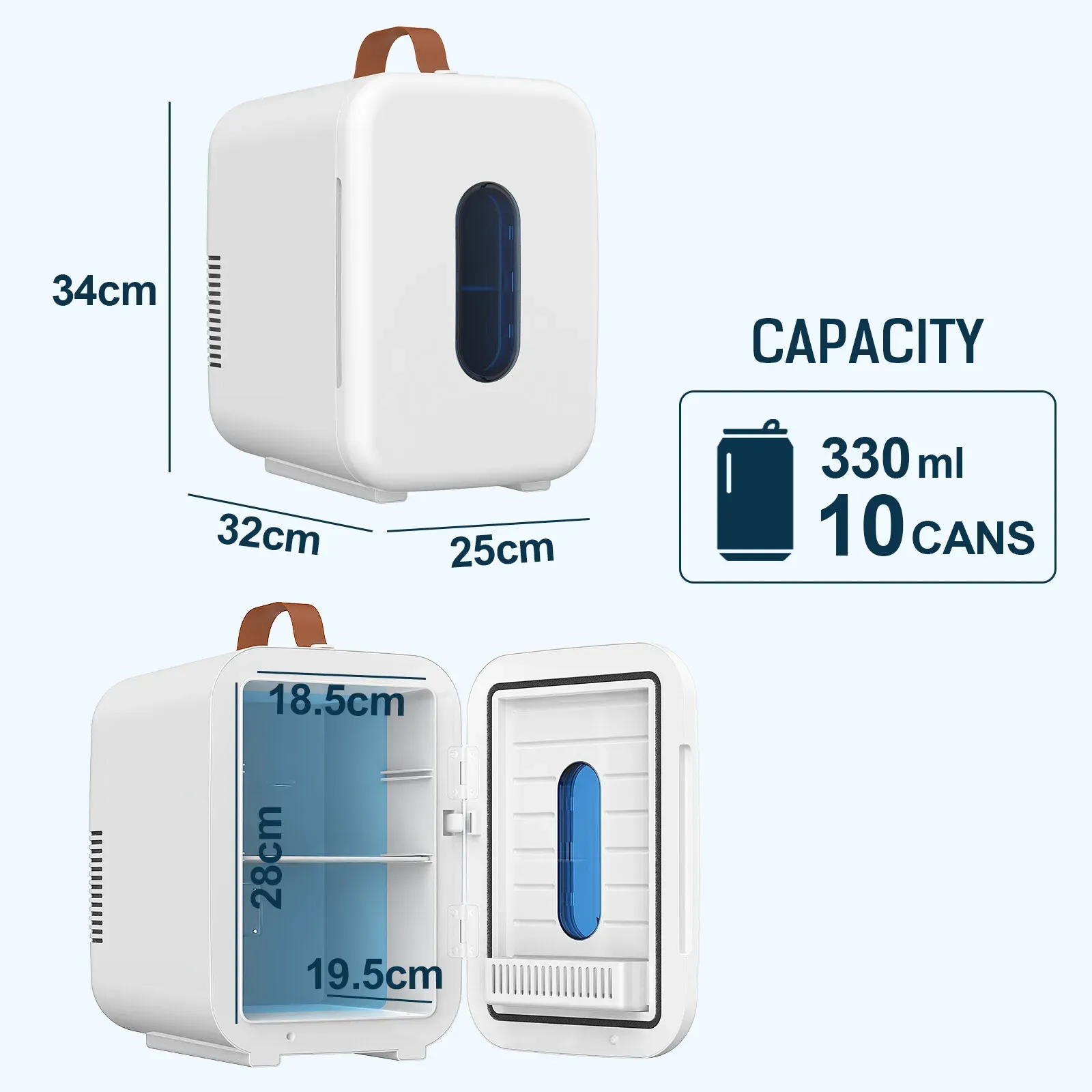 10L Mini Fridge Portable Cooler and Warmer in White for Home, Car, and Camping view 8