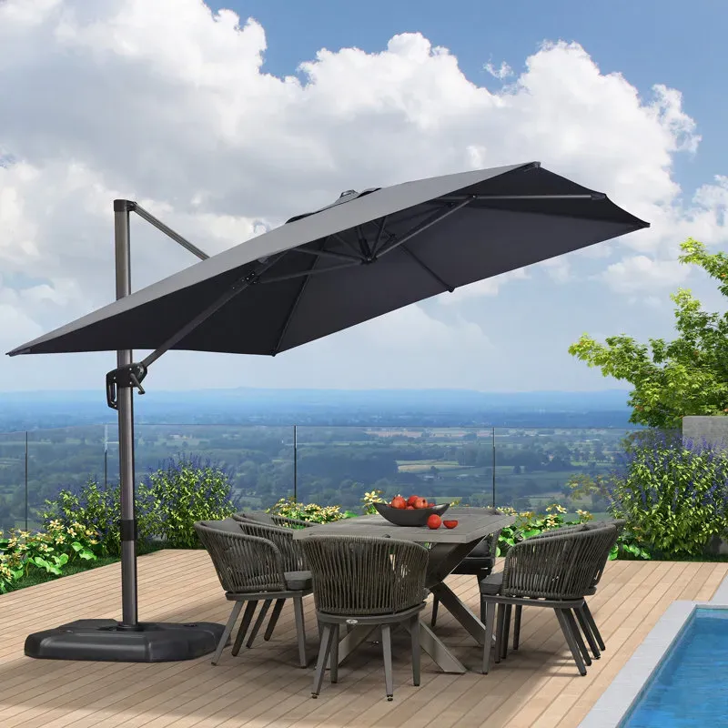 2.7x3.5m Grey Patio Cantilever Umbrella with 360-Degree Rotation — image 1