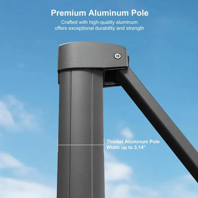 2.7x3.5m Grey Patio Cantilever Umbrella with 360-Degree Rotation view 5